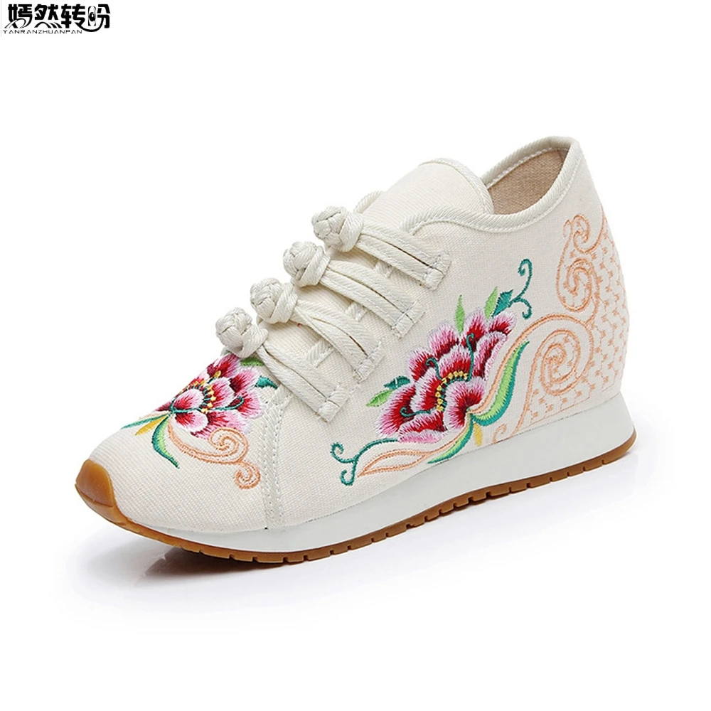 Zapatos Mujer Женские этнические кроссовки Джинсовая парусиновая обувь на плоской