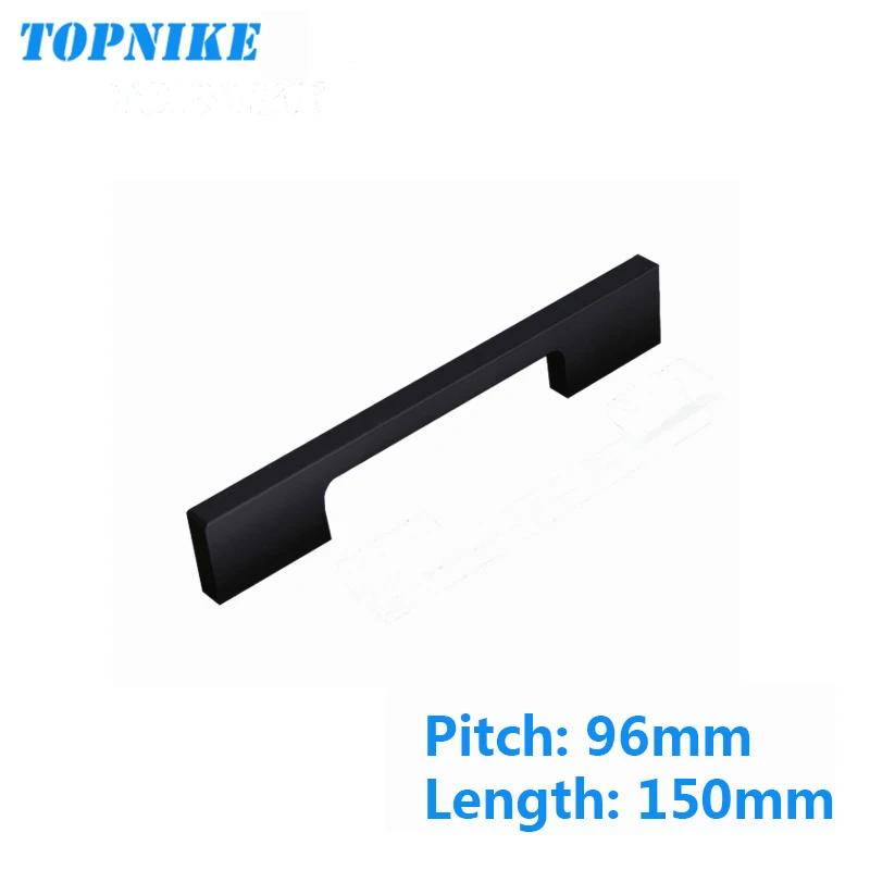 Black-L-150mm TOPNIKE ручки шкафа матовый черный/матовый серебристый два цвета дополнительно Европейский стиль ручка кухонного шкафа Ручка для ящика двери шкафа - Цвет: Black-L-150mm