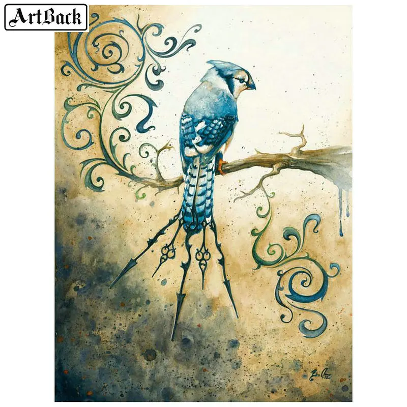 5d алмазная живопись сделай сам рисунок птицы дерева полноразмерная 3d Алмазная
