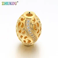 1014mm brass inlay cubic zirconia oval spacer beads diy jewelry bracelet necklace making model vz48