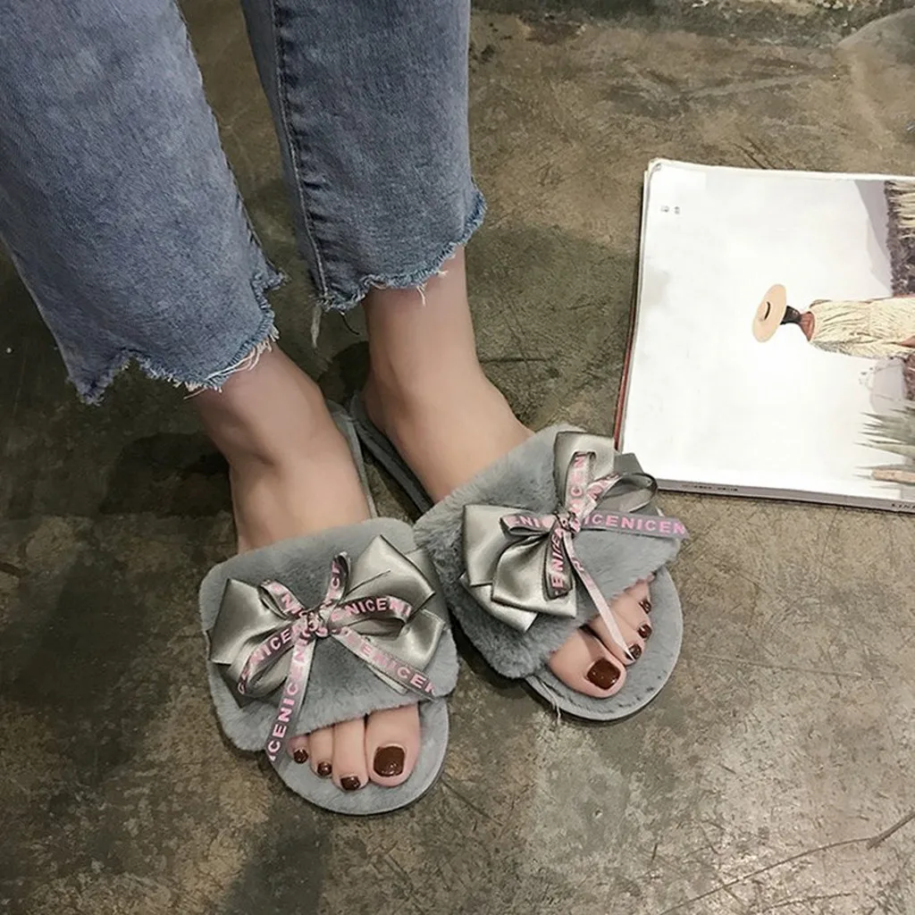 2019 г. Весенние женские шерстяные тапочки на платформе с открытым носком