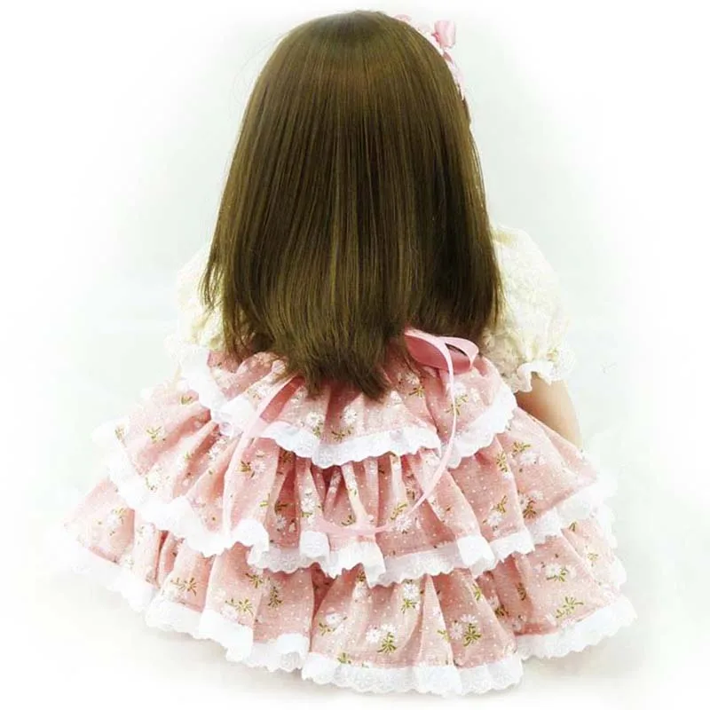 22 inch Fashion Simulation Doll Full Soft Vinyl & White Blouse Pink Skirt Lifelike Realistic Baby Toys Accompany for Gift|baby doll toy|doll