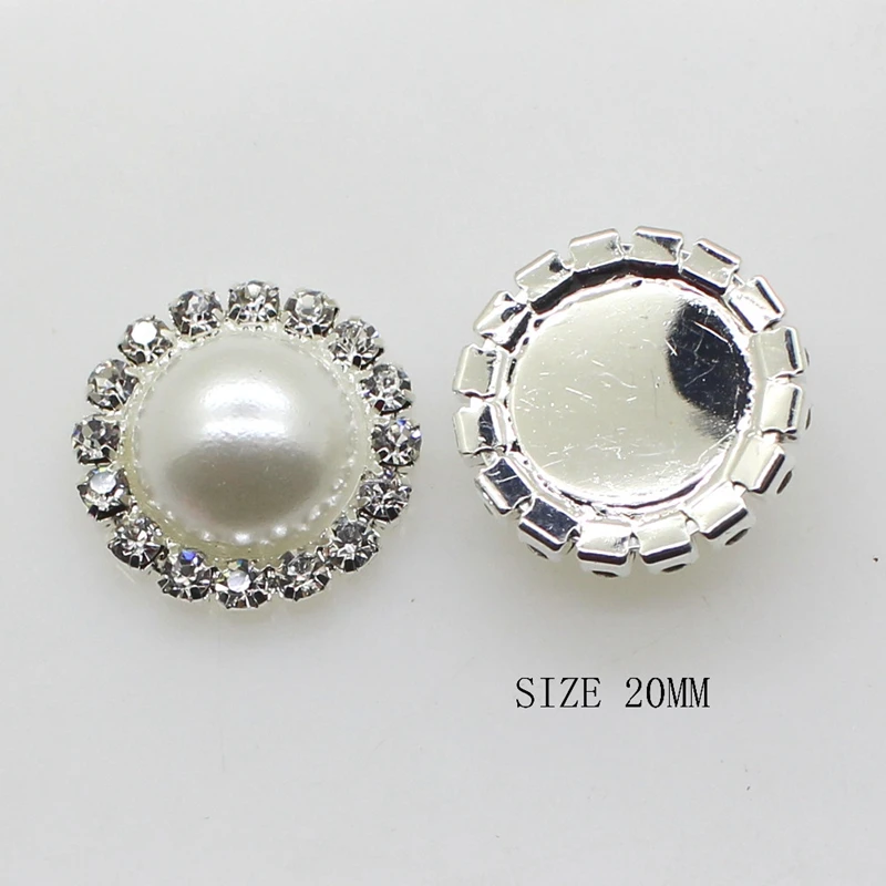 Nishine 10pcs Ivory Pearls Rhinestones Buttons Metal Wedding Invitations Decorate Button Trinket Hair Flower Center Scrapbooking |