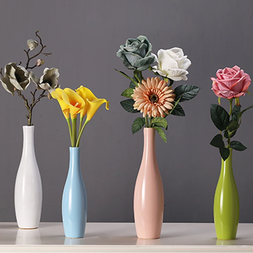 Modern Creative Ceramic Vase Colorful Flower Bottle Adornment Handicraft Office Porcelain Ornaments Home Decoration Accessories | Дом и сад
