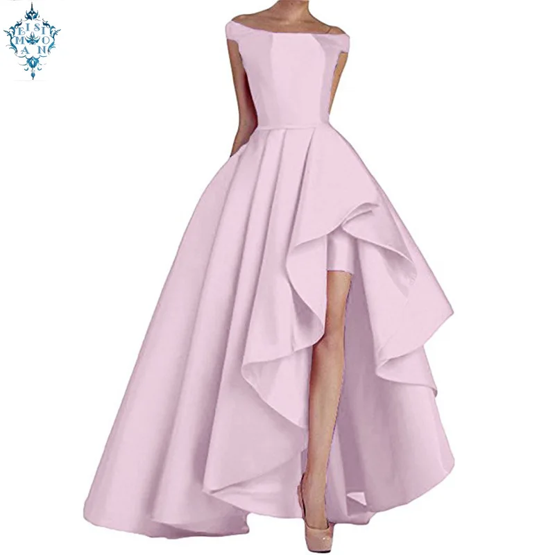 Ameision 2019 Boat Neck Royal Blue Women's Off Shoulder Long Evening Prom Dresses High Low Formal Gowns | Свадьбы и торжества