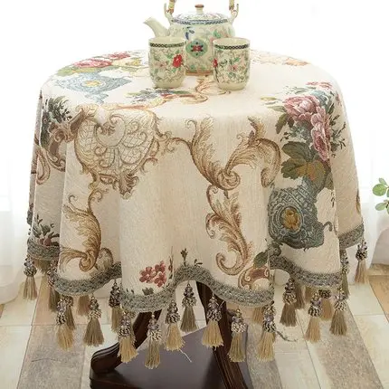 pattern 11 Роскошная круглая скатерть в европейском стиле с подвеской, кухонные аксессуары для гостиной, кофейного дома, украшение для дома, скатерть - Цвет: pattern 11