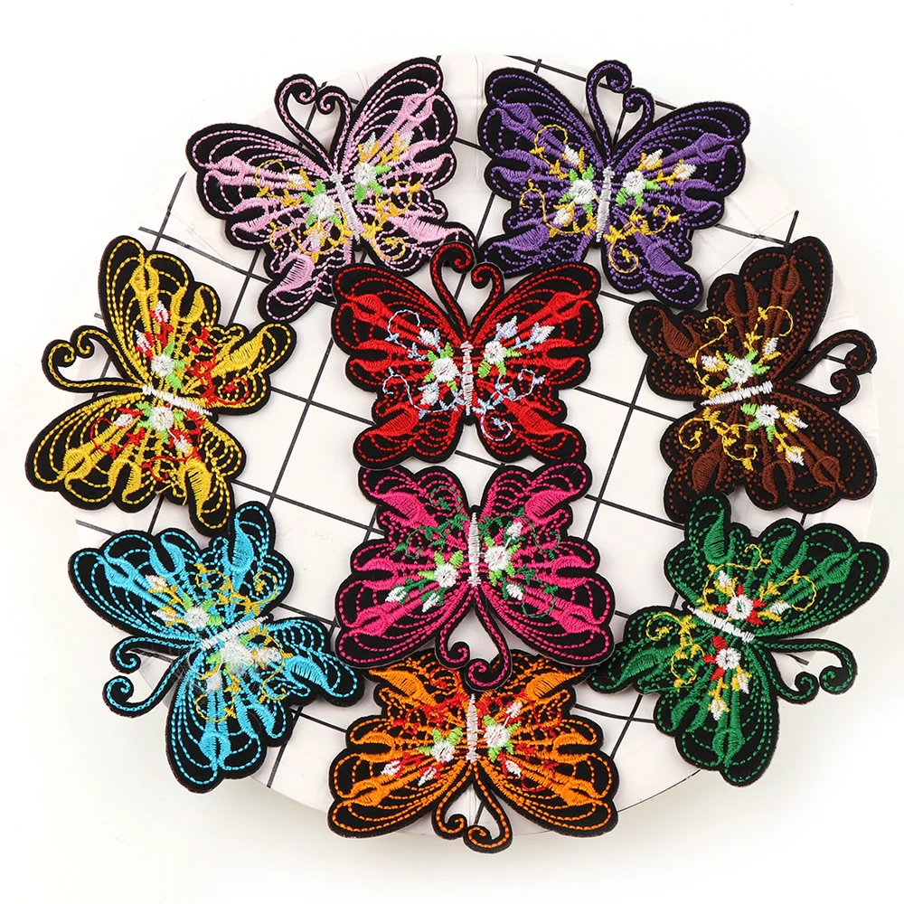 Случайные нашивки 9 шт. Мультяшные смешанные цвета милая бабочка вышитая