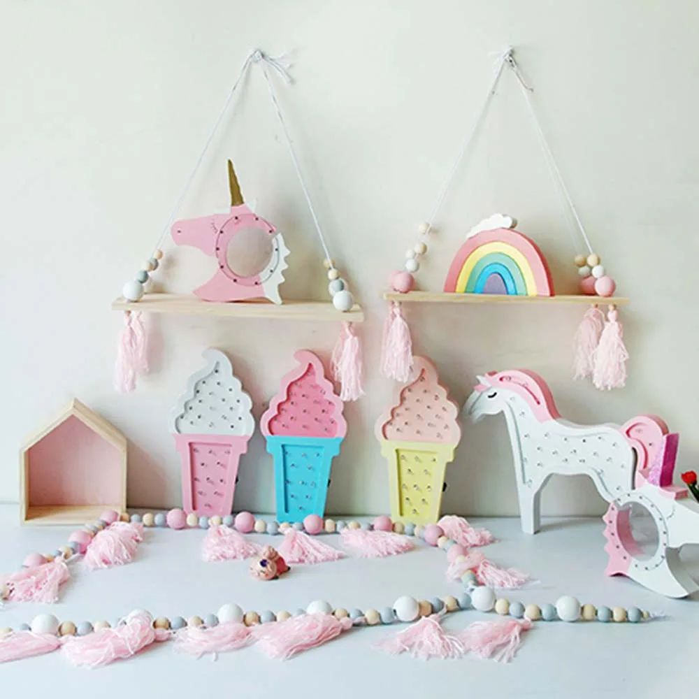 KeyBox шик висит стены полки деревянные качелей Полки декоративные Nordic Стиль DIY