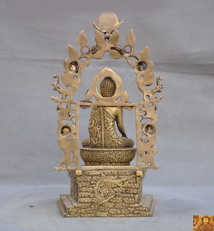 

wedding decoration Old Tibetan Buddhism Fane bronze Dragon beast Sakyamuni Shakyamuni Buddha statue