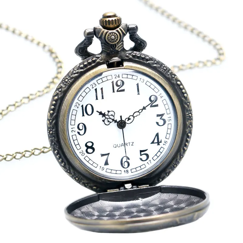 Винтажные 3D бронзовые кварцевые карманные часы с цепочкой для мужчин лучший