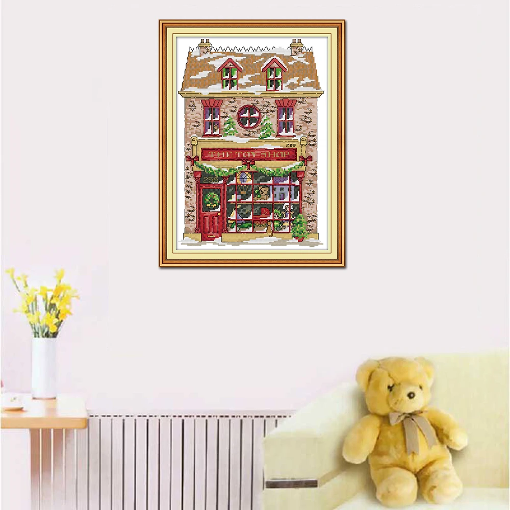 Your Gift Christmas Toy House Needlework J435 14CT 11CT Counted and Stamped Home Decor Embroidery Cross Stitch kits | Дом и сад