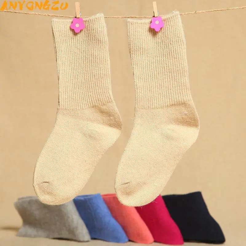 Anyongzu 12PAIR/LOT Infant Wool Socks Thickening Warm Pure Color 0-5T Children Autumn And Winter Girl Boys | Мать и ребенок