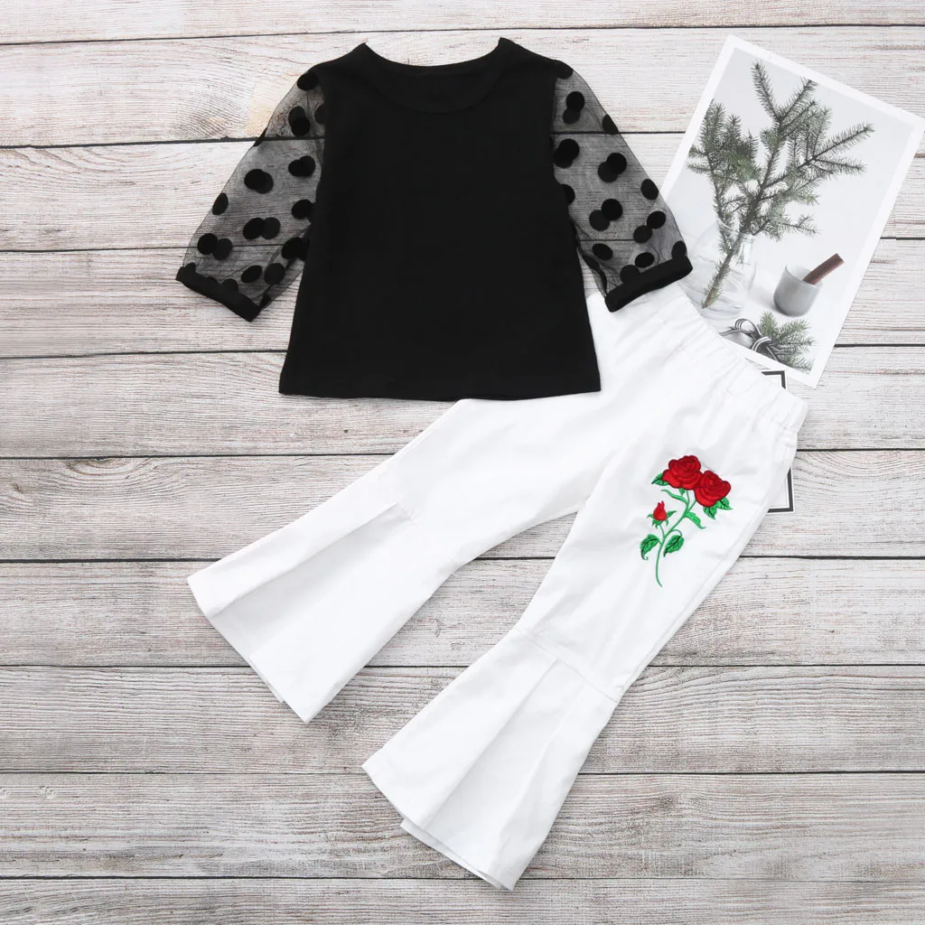 Модный комплект для маленьких девочек топы с фатиновой юбкой футболка