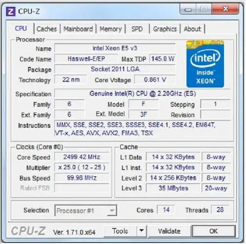 Оригинальный процессор Intel Xeon QEY6 ES Versiengineer образец с процессором E5 2695V3 2 ГГц 35 м 14