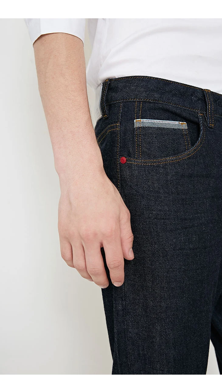 SELECTED new men's cotton lad mid waist casual cone jeans C|418332511