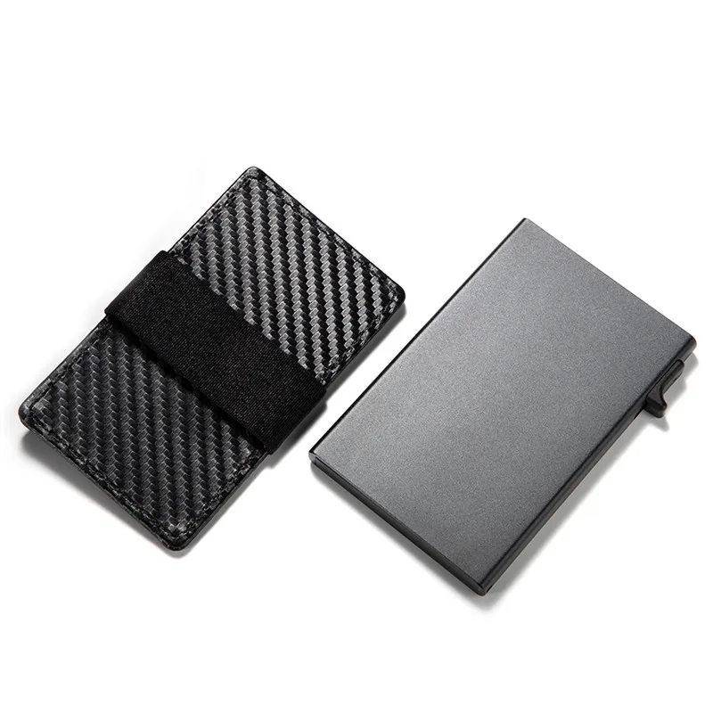 ZOVYVOL  2019 New Arrival Credit Card Holder Business PU Leather Carbon Fiber Black Card Wallet Card Case RFID Blocking Purses