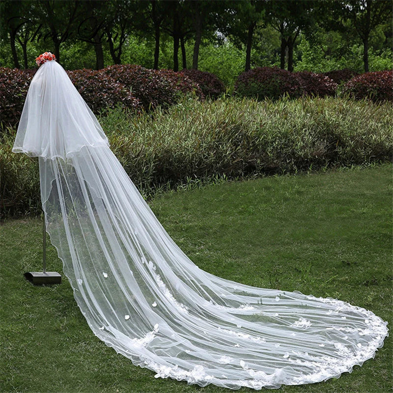 Развеселить Лин Оптовая 3 М Белый Кот Фаты Многослойные Длинные Аппликации