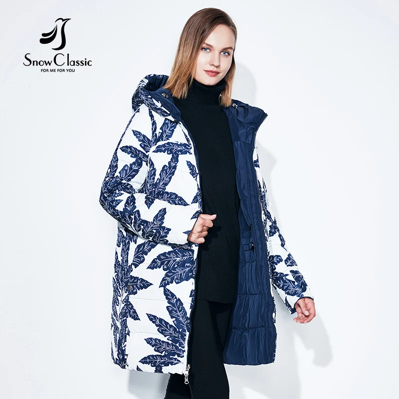 Fashionabl зимняя куртка женские большие размеры 7XL принт парка обе стороны можно
