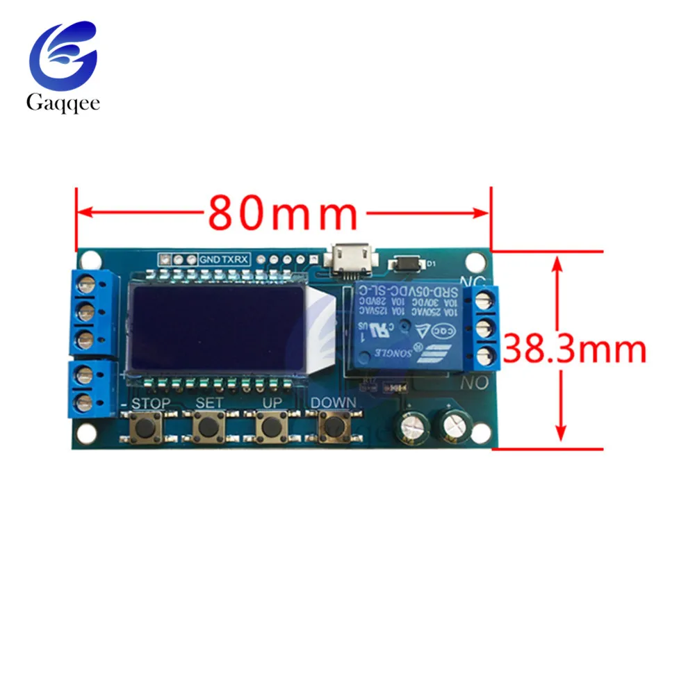 Реле задержки времени с цифровым ЖК-дисплеем микро-USB модуль постоянного тока 6-30