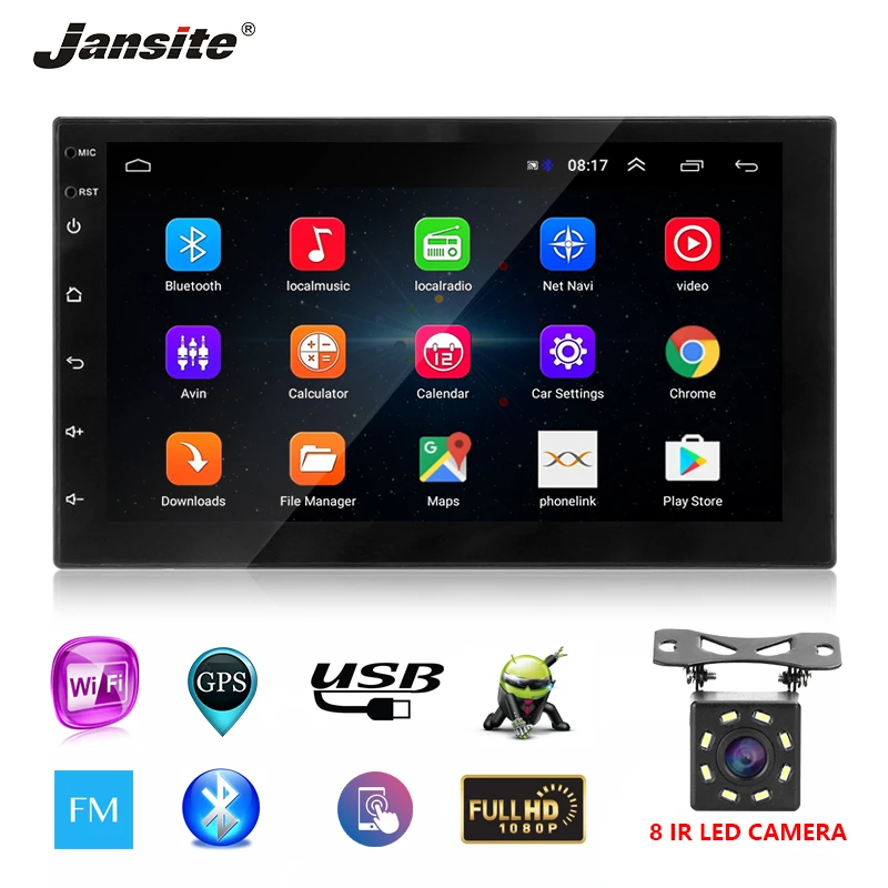 Jansite 7 &quotУниверсальный двойной din автомобильный Радио Android 8 1 плеер с сенсорным