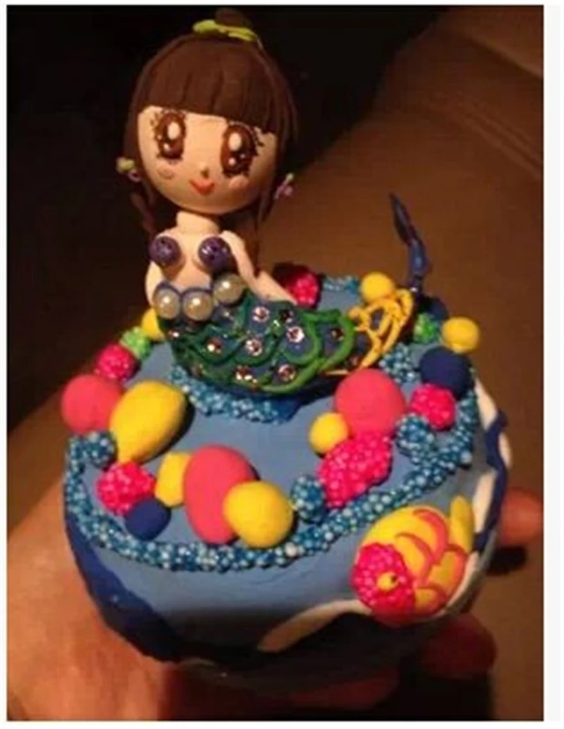 Музыкальная шкатулка вращающаяся 5 шт./глина резиновая жемчужная ручная работа