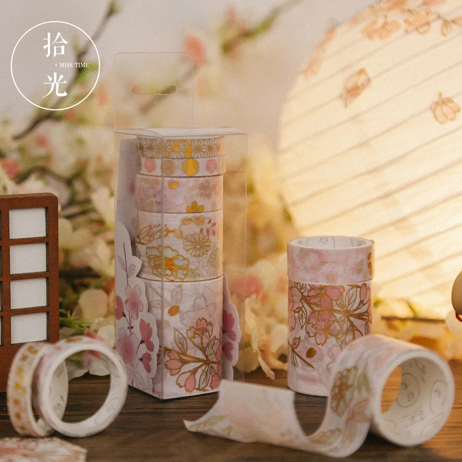 

5pcs/pack Sakura Cloud Gilding Washi Tape Decoration Scrapbooking Planner Masking Tape Label Sticker Stationery