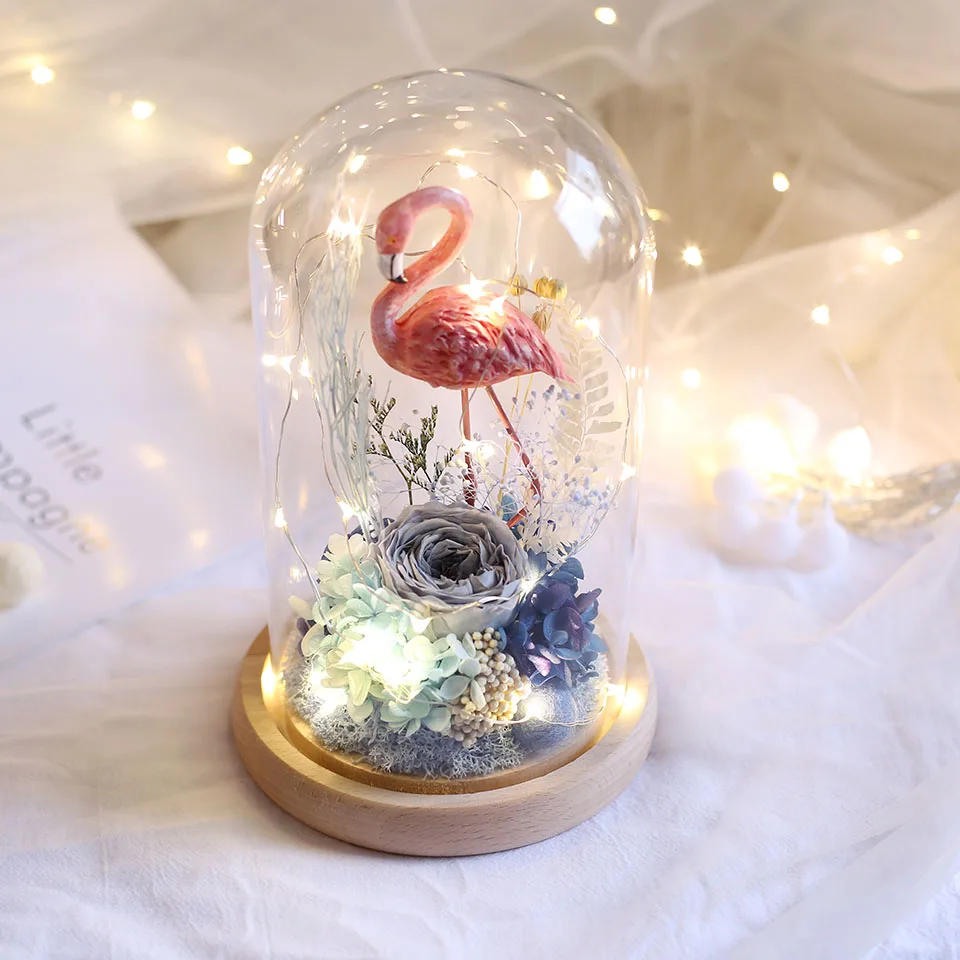 Светящаяся вечная искусственная Цветочная подделка живая Роза купольная