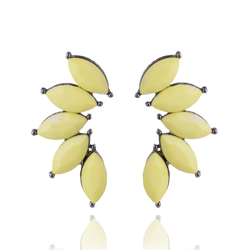 yellow LUBOV, 8 цветов, дизайн, серьги-гвоздики с кристаллами, модные женские массивные серьги для девушек, вечерние, простые серьги, ювелирное изделие - Окраска металла: yellow