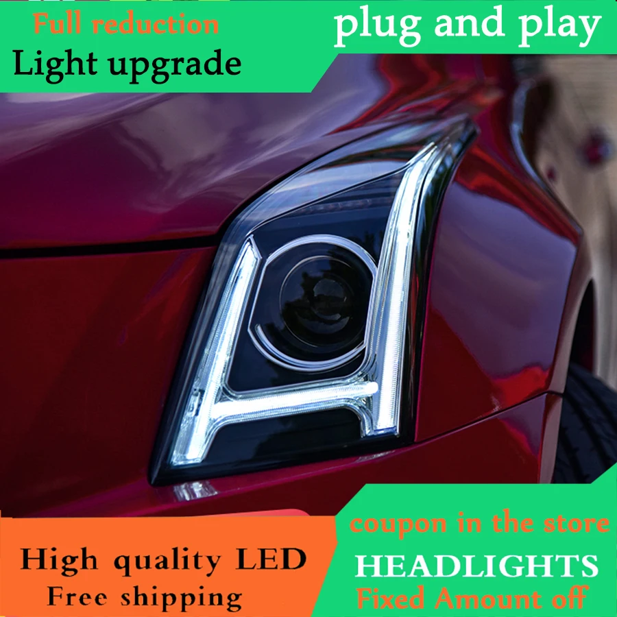 DY_L Head Lamp for Cadillac ATSL headlights 2014-217 LED Headlights ATS DRL Lens Double Beam Xenon bi xenon lens | Автомобили и