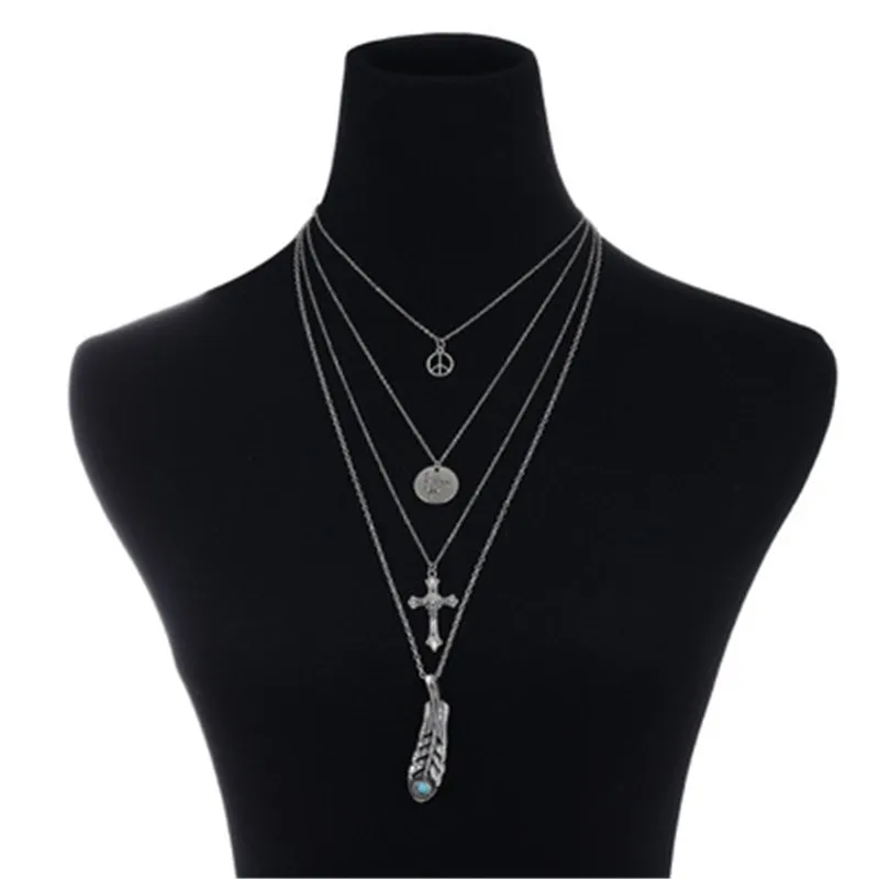 E блеск завод ожерелье для женщин оставьте форме Креста повседневная спортивная