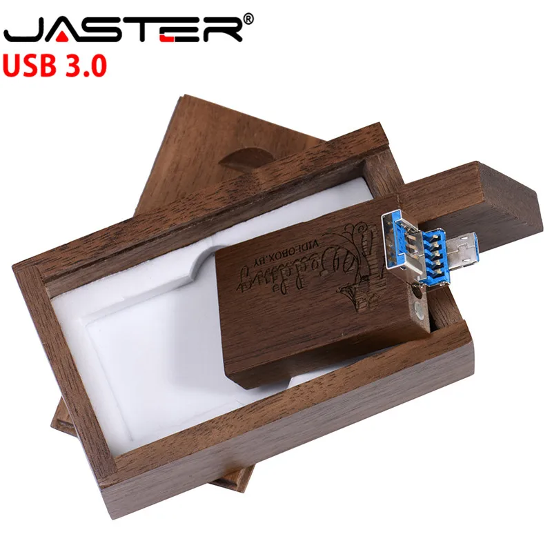 JASTER Дерево+ коробка USB 3,0 2 в 1 интерфейс флэш-накопитель Флешка 4 ГБ 16 ГБ 32 ГБ 64 Гб 128 ГБ флэш-накопитель подарок(более 10 шт бесплатный логотип