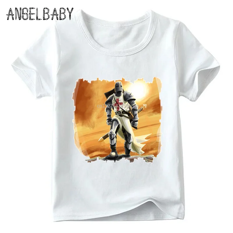 

Boys and Girls Templar Knight White T shirt Kids Summer Short Sleeve Tops Children Casual T-shirt,ooo4467