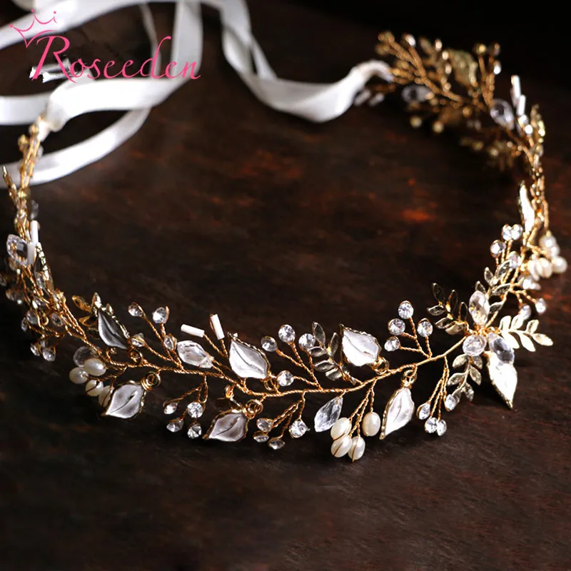 Новое поступление золотые листья свадебные волосы лоза высокое качество ручная