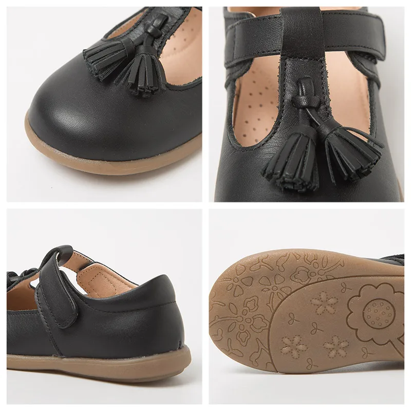 Mini Balabala Kids Girls Leather T-Strap Mary Jane with Tassel Children Toddler Princess School Shoes Low Heel Dance |