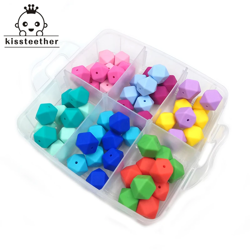 60 шт. шестигранные силиконовые бусины для детского прорезывателя 0 67 дюйма (17