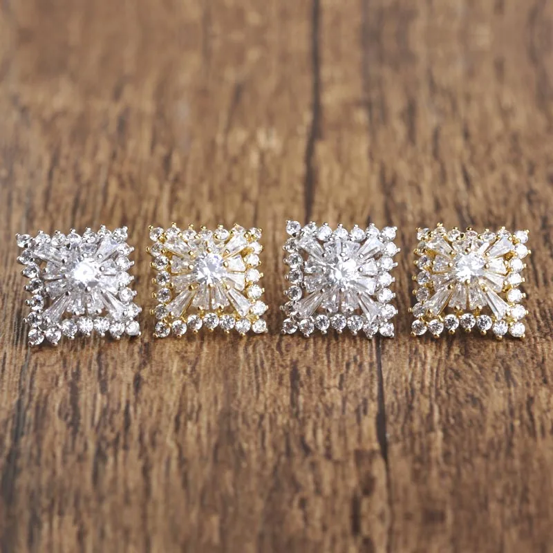 Роскошные Циркон Медный Квадрат Ювелирные Наборы Ожерелье и Серьги Женщины 18 К Oro