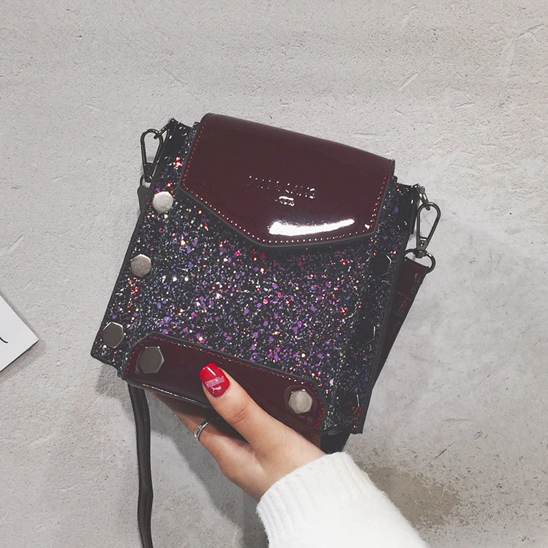 Вечеринка для женщин сумки Crossbody небольшой площади сияющий материал роскошные