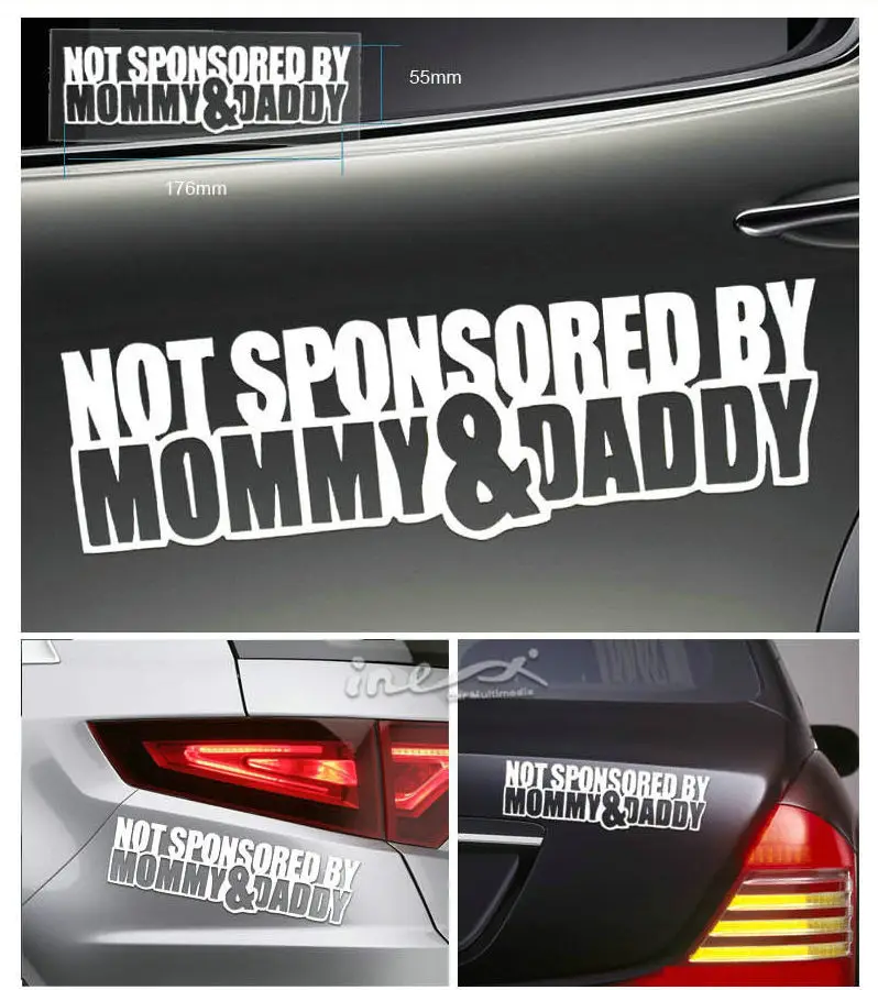 Не спонсируемая Mommy &amp Daddy забавная наклейка для автомобилей Наклейка на окна