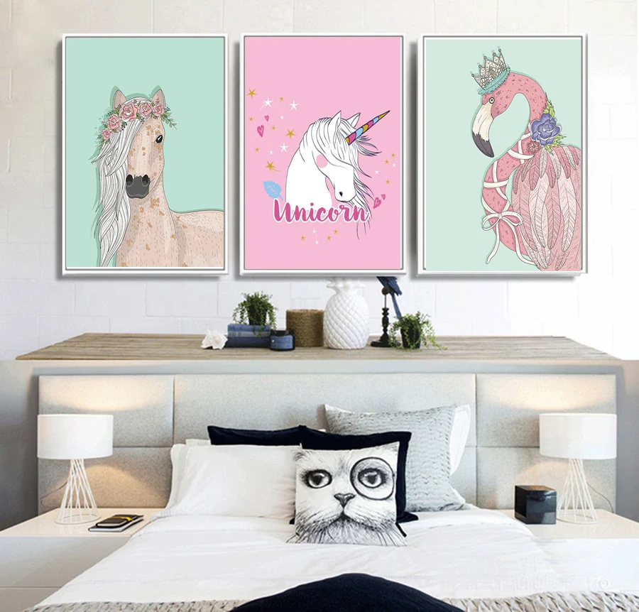 Скандинавском стиле мультфильм животных Холст стены книги по искусству картины