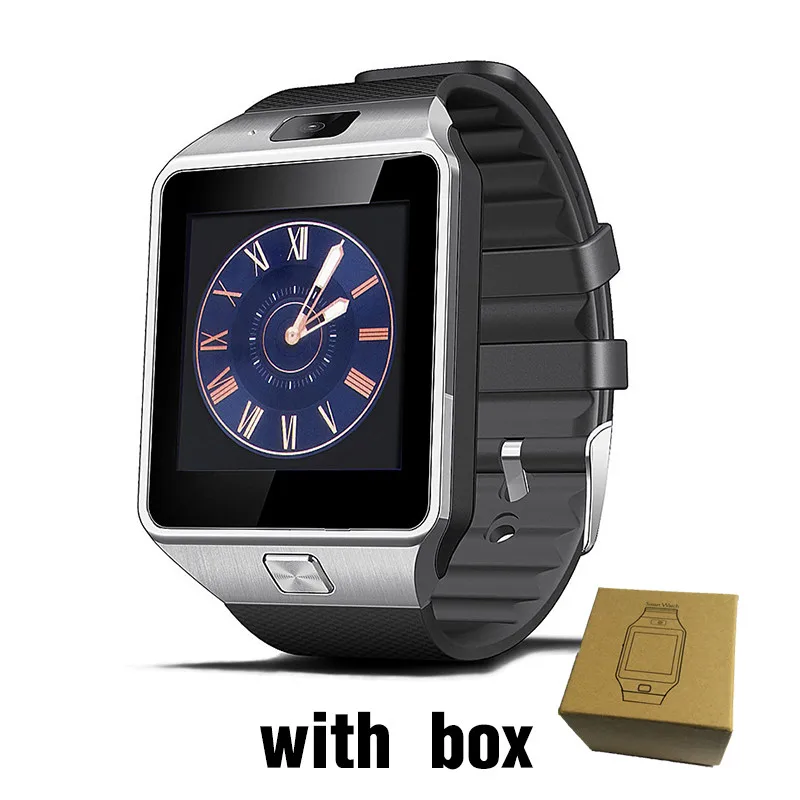 silver black Hiwego DZ09 Смарт-часы для мужчин Push Message Bluetooth Android Phone Smartwatch мужские часы камера диктофон Шагомер SmartWatch - Цвет: silver black