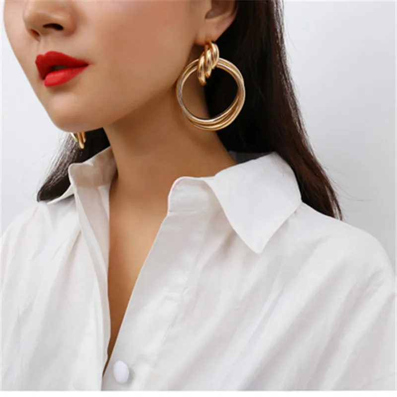 E-блеск круглая форма серьги-капли для женщин сплава металл материал модный в