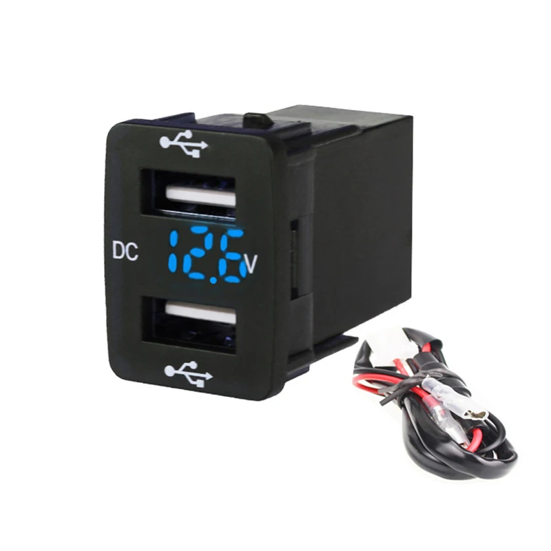 DC12-24V светодиодный ночной дисплей, двойной USB порт, 5 В, а, автомобильное зарядное устройство, адаптер для зарядки, розетка, двойной USB порт, светодиодный ночной дисплей