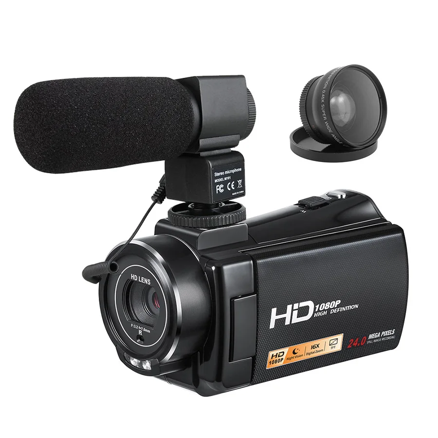 

Professional Video Camera Digital Camcorder DVR HDV-V7 24MP 3.0" 1080P HD Video Recorder DIS Face & Smile Detection