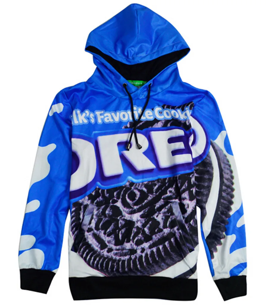 Модные новые осенне зимние Бархатные толстовки с 3D рисунком печенья Oreo пуловер