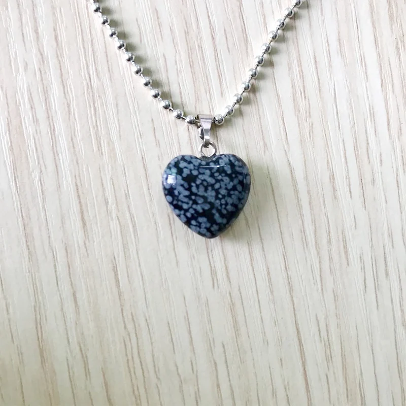 Fubaoying натуральный камень Снежинка Сердце Кулон 16 мм 25 шт ожерелье для DIY ювелирных