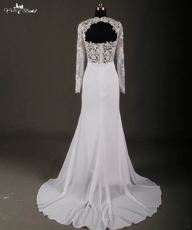 Шифоновое свадебное платье с длинным рукавом сексуальное женское открытой