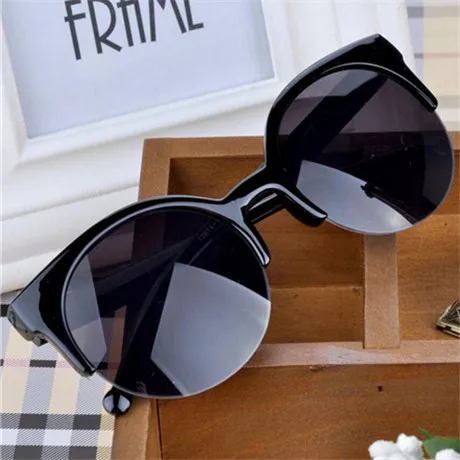BLACK Oculos De Sol Feminino новые модные ретро дизайнерские Супер круглые очки кошачий глаз женские солнцезащитные очки - Цвет линз: BLACK