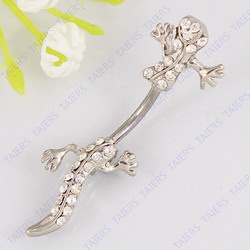 Ювелирные изделия для пирсинга пупка Gecko Двухцветные прозрачные розовые