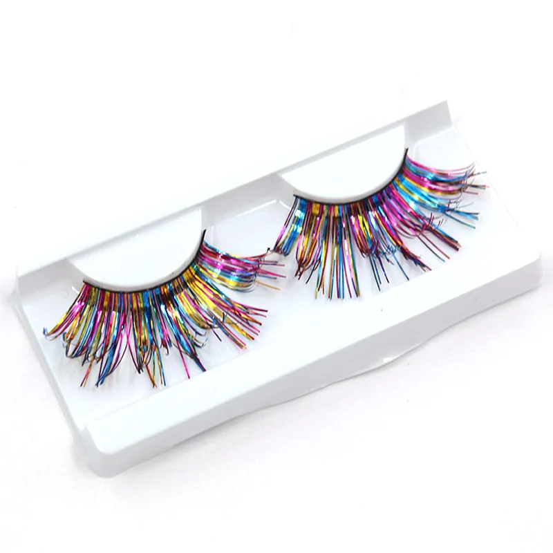 Крупноцветные Накладные ресницы с золотой и серебряной нитью желтые красные