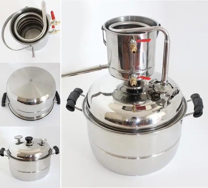 DIY 10l нержавеющей и Медь дома Самогонный дистиллятор водка коньяк винограда виноделия Эфирные масла чистой росы создание комплект